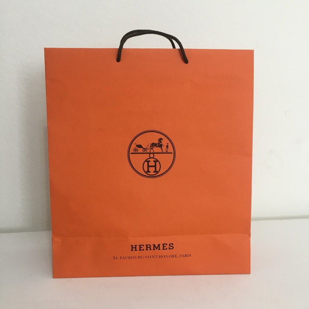 Hermes Authentic Paper Shopping Gift Bag 18.5 x 16.5 x 6.5 Rectangular Orange